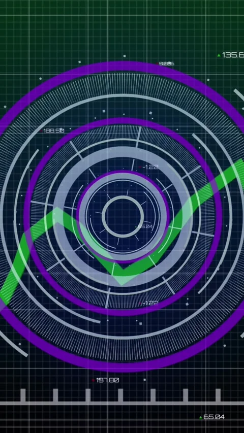 Animation of scope scanning and financial data processing Stock Footage 344244121