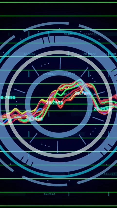 Animation of scope scanning and financial data processing Stock Footage 344244134
