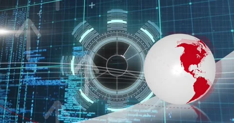 Animation of scope scanning and globe ov... | Stock Video | Pond5