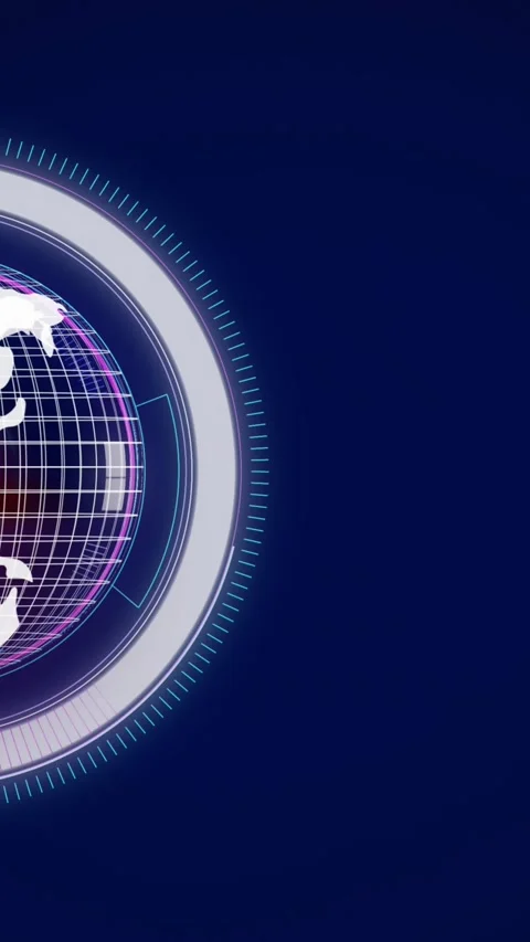 Animation of scope scanning and globe spinning on blue background Stock Footage 342136293