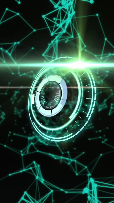 Animation of scope scanning and green networks of connection on black background Stock Footage 341658212