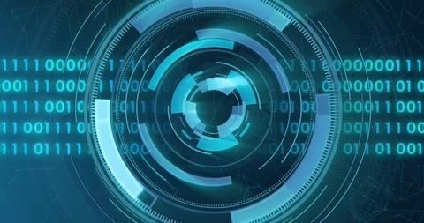 Animation of scope scanning with binary coding data processing Stock Footage 330782758