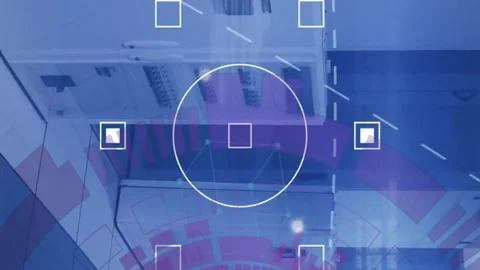 Animation of scope scanning data processing over computer servers Stock Footage 312287411