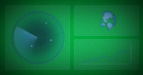 Animation of scope scanning with data processing and globe spinning Stock Footage 324892748