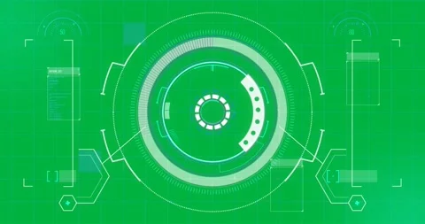 Animation of scope scanning, data processing and markers flickering over grid Stock Footage 325030575
