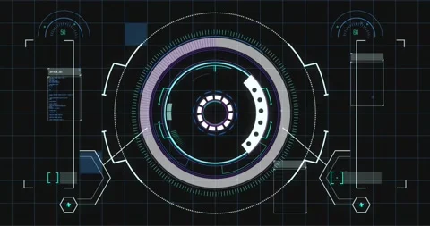 Animation of scope scanning with data processing on black background Stock Footage 328257406