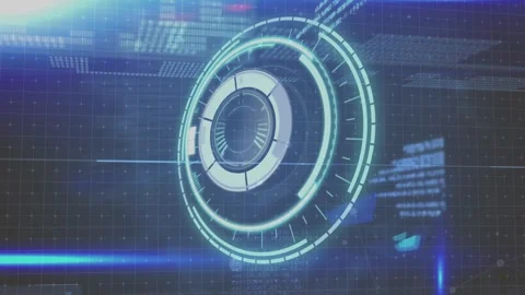 Animation of scope scanning with data processing over binary coding Stock Footage 330728059