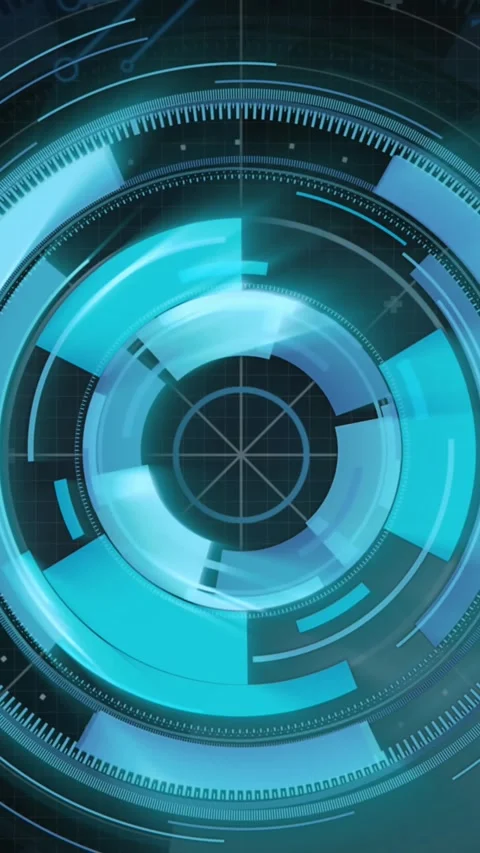 Animation of scope scanning, data processing over computer circuit board Stock Footage 342601484