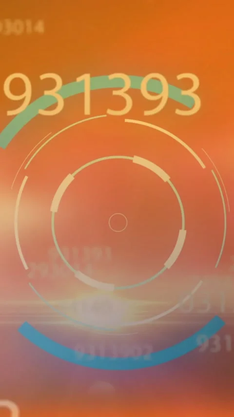 Animation of scope scanning with data processing on orange background Stock Footage 343504598