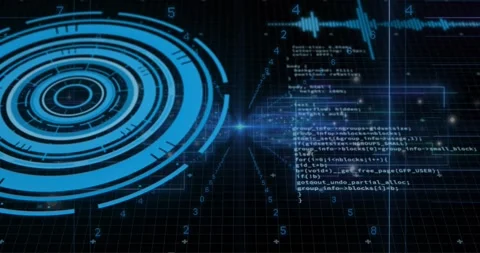 Animation of scope scanning with digital data processing Stock Footage 329690750