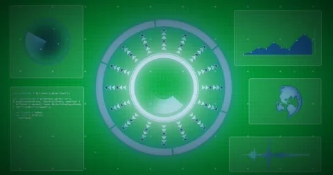 Animation of scope scanning with globe and data processing Stock Footage 325366710