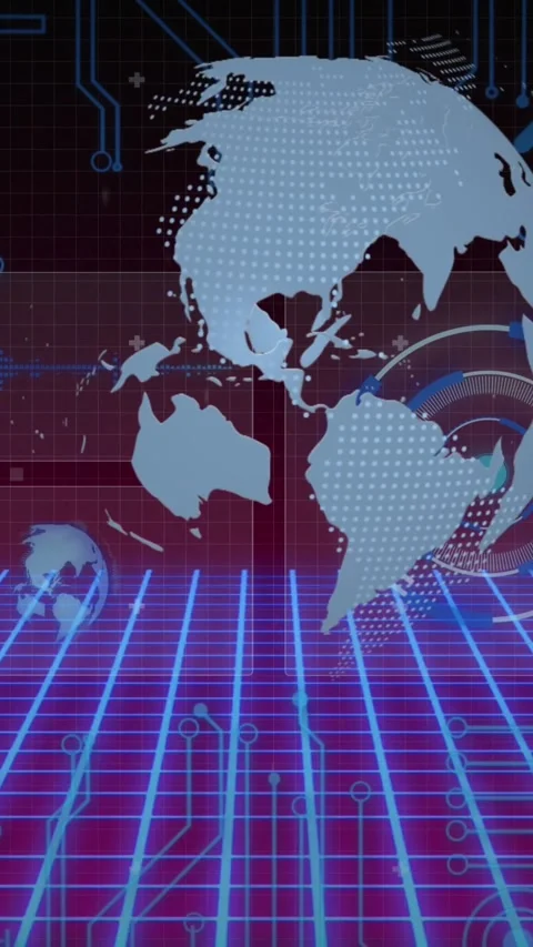 Animation of scope scanning, globe spinning and data processing Stock Footage 331717989