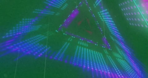 Animation of scope scanning with glowing triangle neon shapes on transparent Stock Footage 325030938