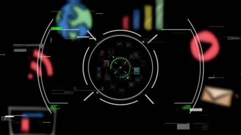 Animation of scope scanning with icons a... | Stock Video | Pond5