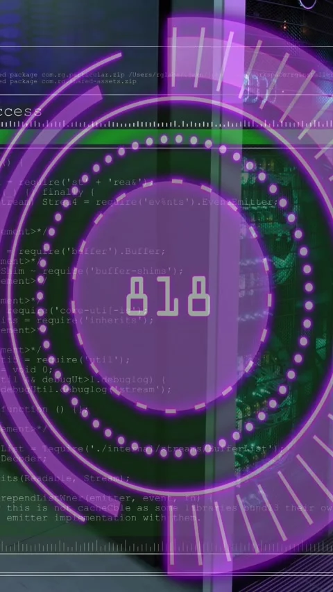 Animation of scope scanning with numbers and data processing over computer Stock Footage 342608656