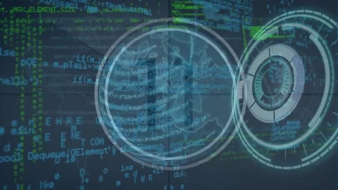 Animation of scope scanning over binary coding and data processing Stock Footage 328714400