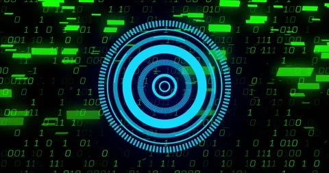Animation of scope scanning over binary coding Stock Footage 330725329