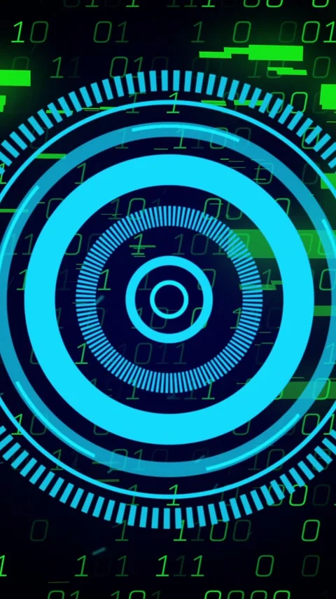 Animation of scope scanning over binary coding Stock Footage 343920743