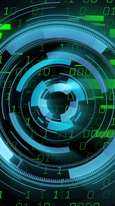 Animation of scope scanning over binary coding Stock Footage 343920747