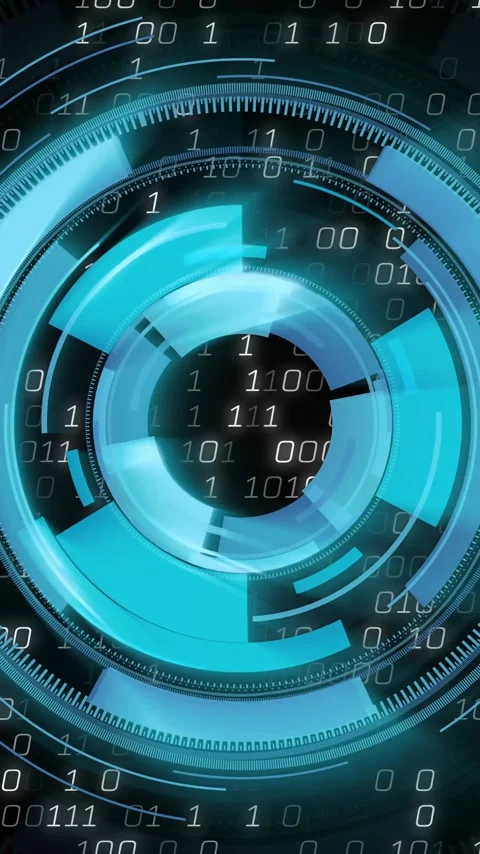 Animation of scope scanning over binary coding Stock Footage 343996819