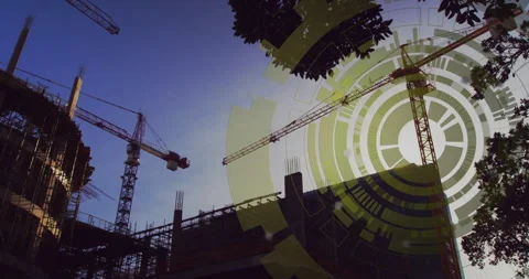 Animation of scope scanning over building site Vídeos de archivo 308841302