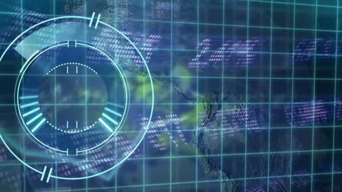 Animation of scope scanning over data processing on black background Video stock 327782619