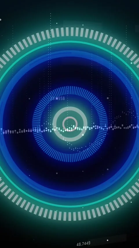 Animation of scope scanning over data processing on black background Stock Footage 343721219