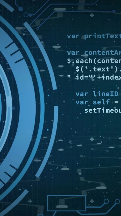 Animation of scope scanning over data processing with connections Stock Footage 344403304