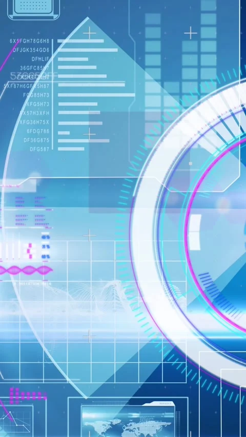 Animation of scope scanning over data processing Stock Footage 344722518