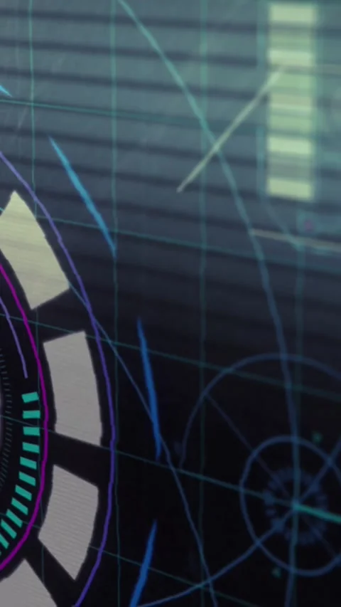 Animation of scope scanning over data processing Stock Footage 344774702