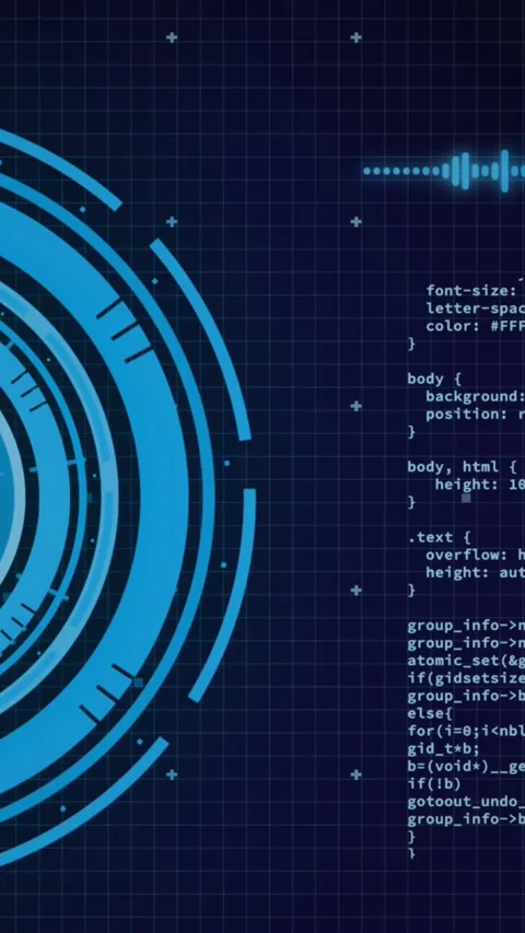 Animation of scope scanning over digital people and binary coding Stock Footage 321038814