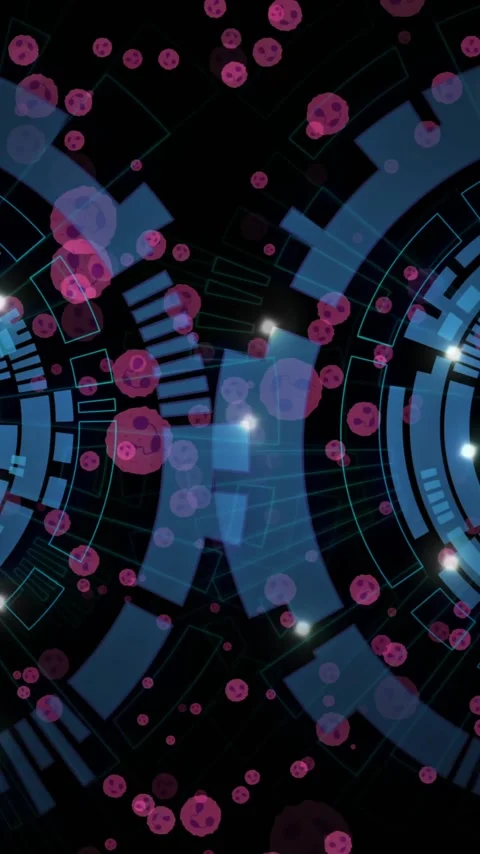 Animation of scope scanning over falling icons 스톡 동영상 344012137