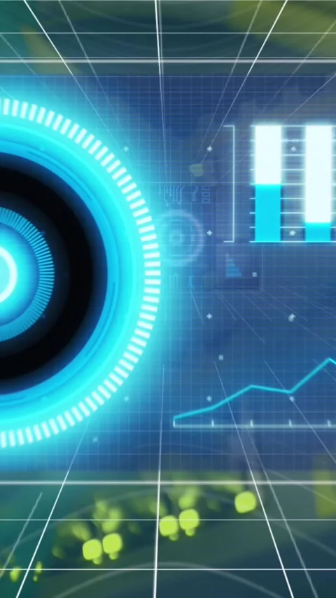 Animation of scope scanning over grid and cables in computer server Stock Footage 342033747
