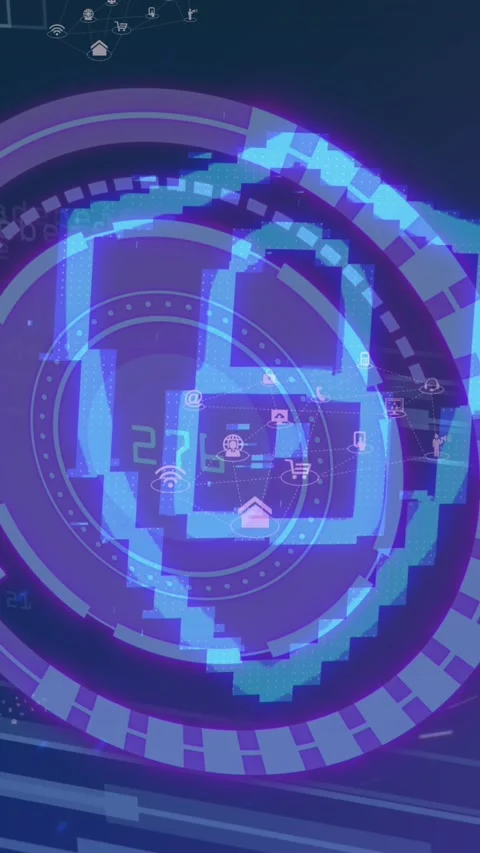 Animation of scope scanning with padlock icon over data processing Vídeos de archivo 323922618