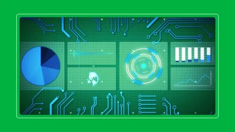Animation of scope scanning, statistics recording and data processing on digital Stock Footage 325070351
