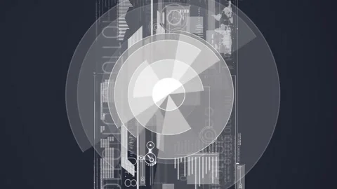 Animation of scopes scanning and binary coding data processing over digital Stock Footage 312486406