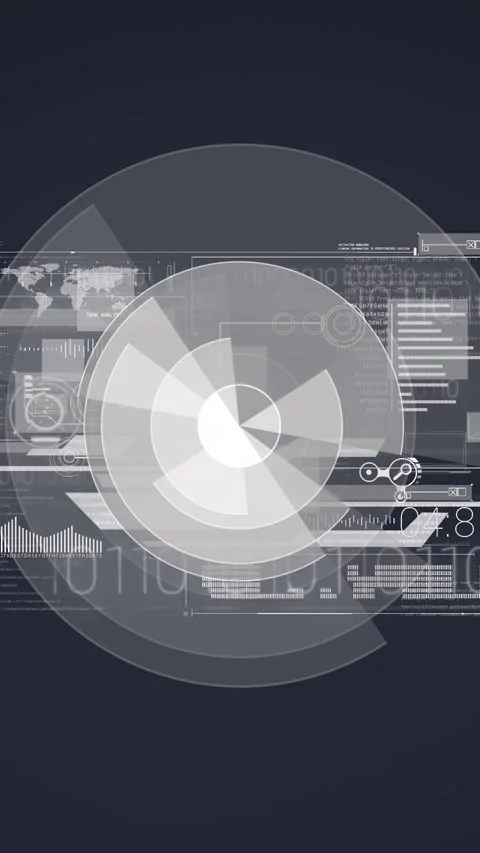Animation of scopes scanning and binary coding data processing over digital Stock Footage 324785532