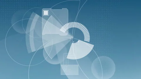 Animation of scopes scanning and data processing over blue background Stock Footage 266976414