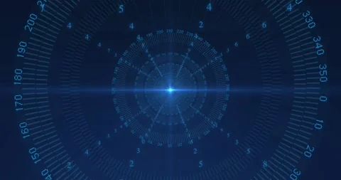 Animation of scopes scanning and data processing with binary coding on blue Stock Footage 330782688