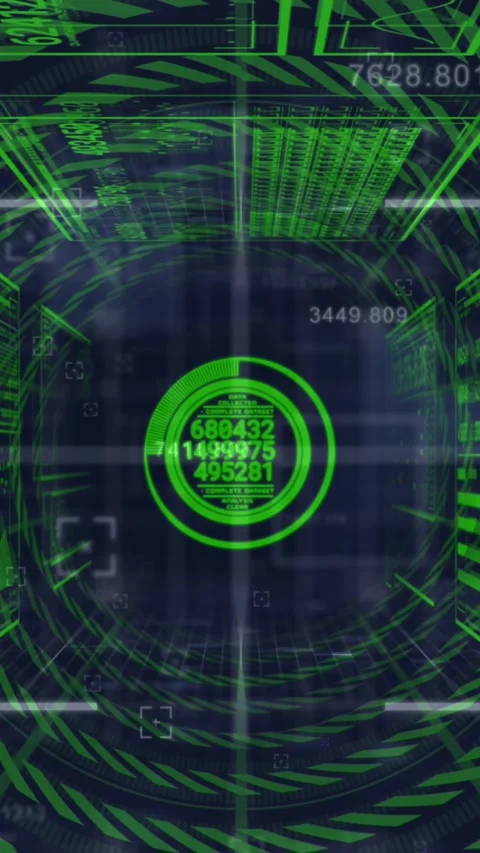 Animation of scopes scanning and data processing over grid Stock Footage 344722991