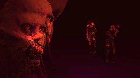 Animation of Screaming Evil Demon - Horror Zombie with Effects, mixed media o Stock Footage 123278422