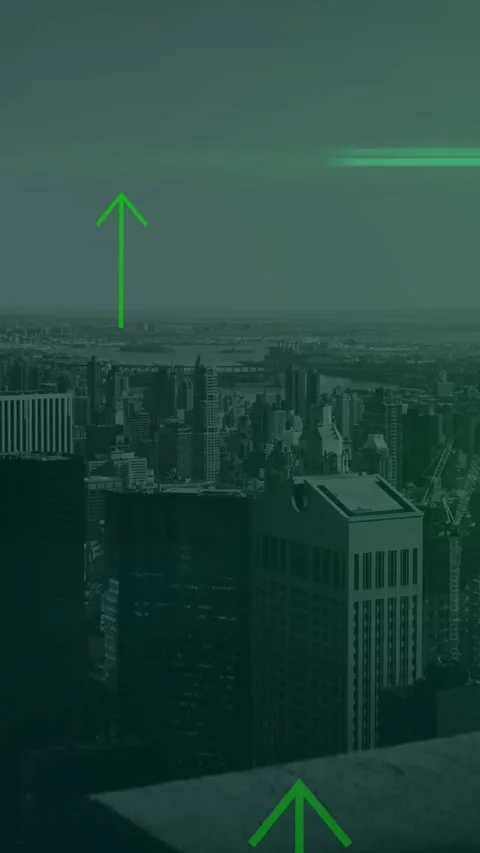 Animation of screen and arrows with icons over cityscape Stock Footage 342097780