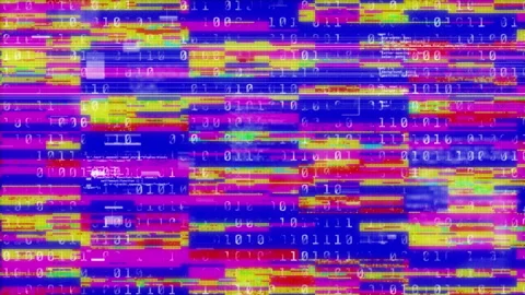 Animation of screen of binary coding data processing on stripes in seamless loop 库存影片 136293671