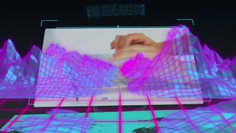 Animation of screen with data processing against metaverse structures against Stock Footage 329560684