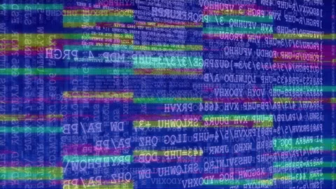 Animation of screen with data processing on stripes in seamless loop Stock Footage 136293896