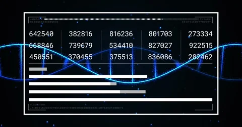 Animation of screen with loading bars and changing numbers over illuminated dots Stock Footage 327358985