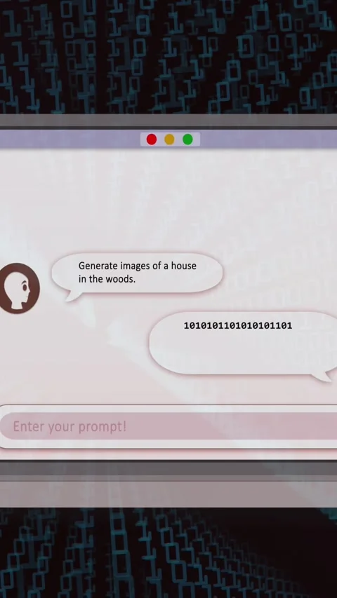 Animation of screen with online chat over binary coding Video stock 343640840