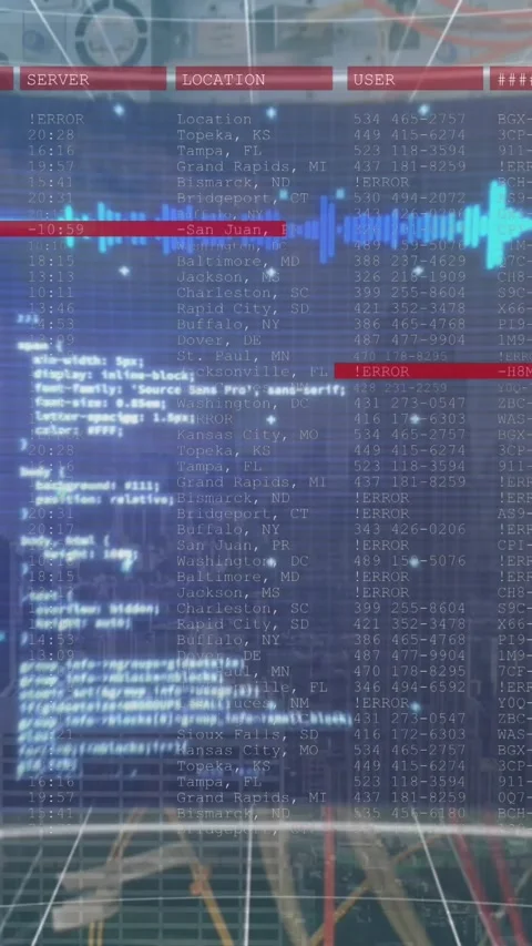 Animation of screens with data processing against close up of a computer server Stock Footage 344636208