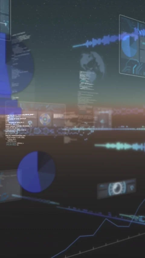 Animation of screens with data processing against dual tone background Stock Footage 344803043