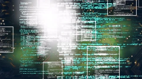 Animation of screens with data processing and microprocessor connections against 库存影片 234948521